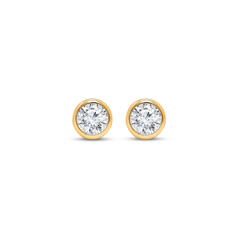 Main Image 2 of KAY Lab-Grown Diamonds Round-Cut Bezel-Set Solitaire Stud Earrings 1/2 ct tw 14K Yellow Gold (F/SI2)
