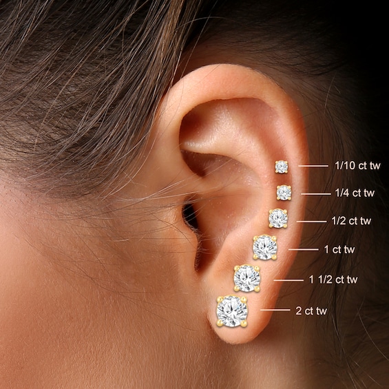 Thumbnail Image 3 of KAY Lab-Grown Diamonds Round-Cut Bezel-Set Solitaire Stud Earrings 1/2 ct tw 14K Yellow Gold (F/SI2)