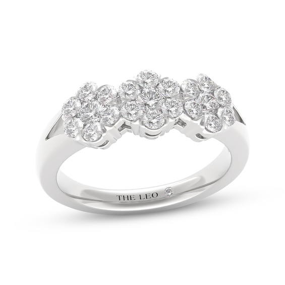 THE LEO Diamond Flower Trio Fashion Ring 3/4 ct tw 14K White Gold