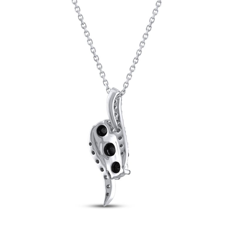 Main Image 3 of Black & White Diamond Three-Stone Curve Necklace 1/2 ct tw Sterling Silver 18&quot;