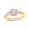 Thumbnail Image 1 of Now + Forever Princess-Cut Diamond Halo Engagement Ring 1/2 ct tw 14K Yellow Gold