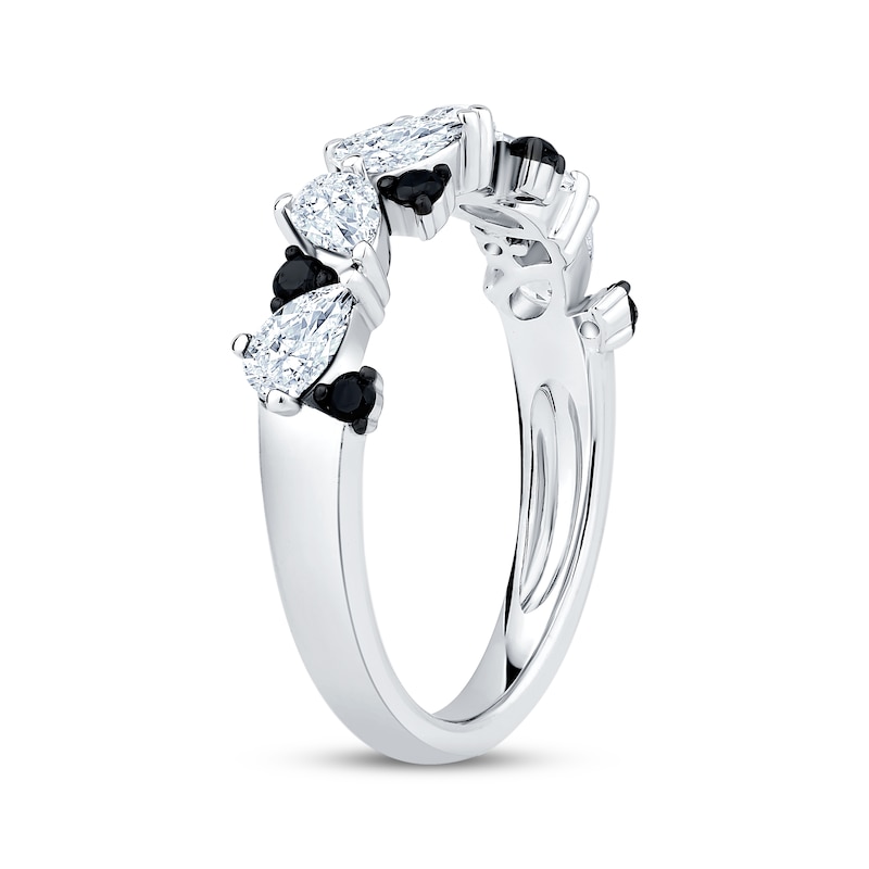 Main Image 2 of Now + Forever Pear-Shaped White Diamond & Black Diamond Anniversary Ring 1 ct tw 14K White Gold