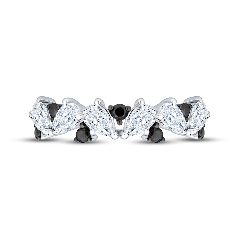 Main Image 3 of Now + Forever Pear-Shaped White Diamond & Black Diamond Anniversary Ring 1 ct tw 14K White Gold