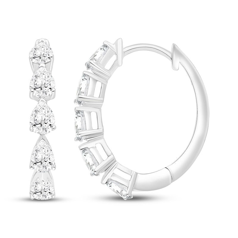 Main Image 1 of Pear-Shaped Diamond Hoop Earrings 1 ct tw 10K White Gold