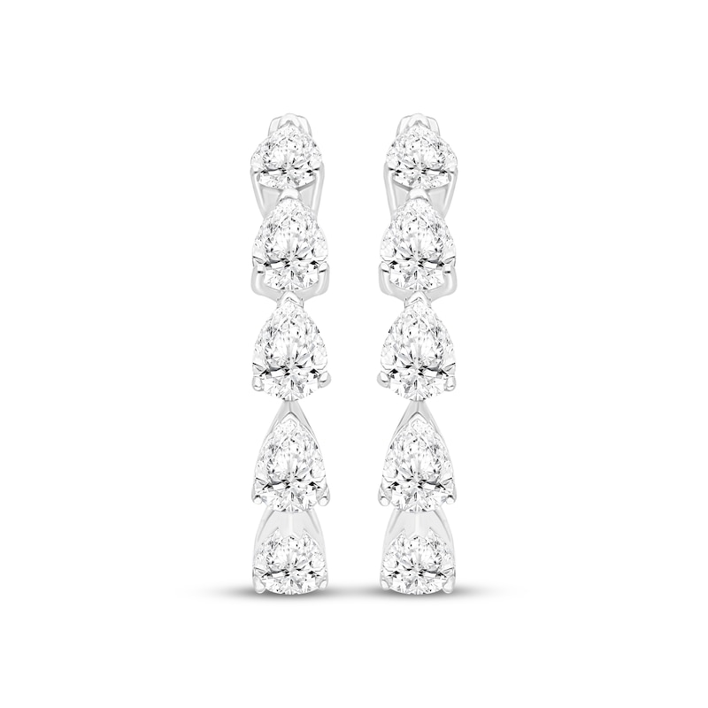 Main Image 2 of Pear-Shaped Diamond Hoop Earrings 1 ct tw 10K White Gold