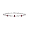 Thumbnail Image 1 of Heart-Shaped Lab-Created Ruby & White Lab-Created Sapphire Line Bracelet Sterling Silver 7.25&quot;