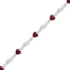 Thumbnail Image 2 of Heart-Shaped Lab-Created Ruby & White Lab-Created Sapphire Line Bracelet Sterling Silver 7.25&quot;