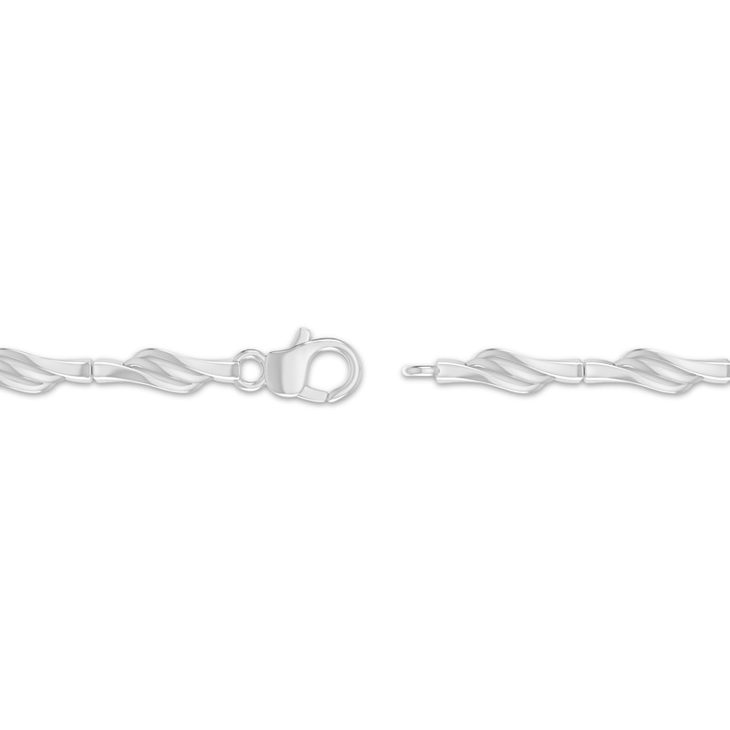 Main Image 3 of Heart-Shaped Lab-Created Ruby & White Lab-Created Sapphire Line Bracelet Sterling Silver 7.25&quot;