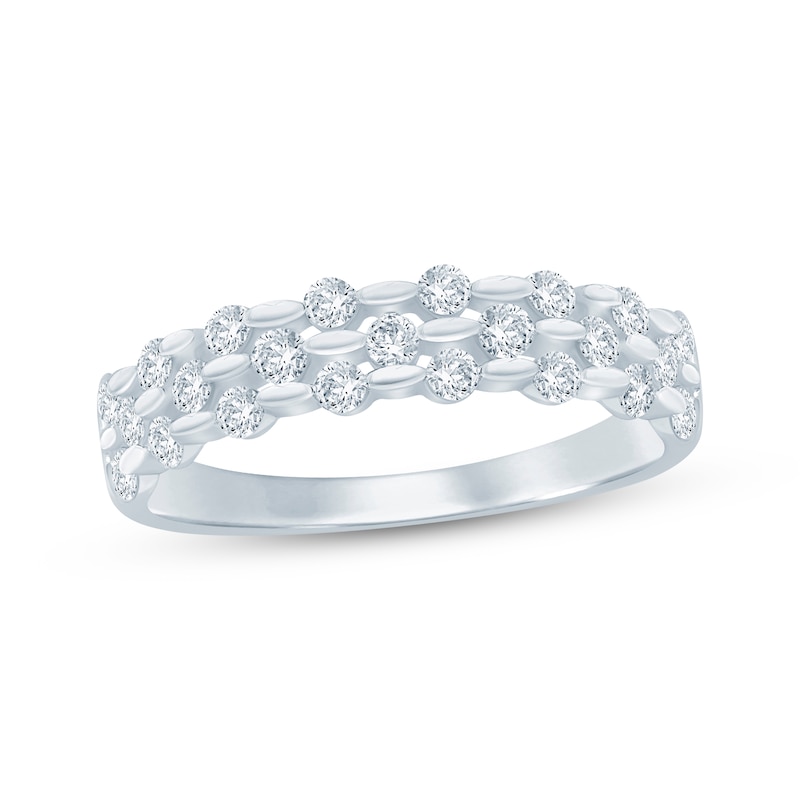 Main Image 1 of Now + Forever Diamond Three-Row Staggered Anniversary Ring 5/8 ct tw 14K White Gold