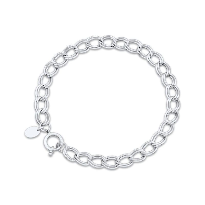 Main Image 2 of Charmed Memories Link Bracelet 6.6mm Hollow Sterling Silver 7.5&quot;