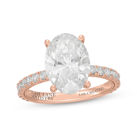Neil Lane Artistry Oval-Cut Lab-Grown Diamond Engagement Ring 4-5/8 ct tw 14K Rose Gold