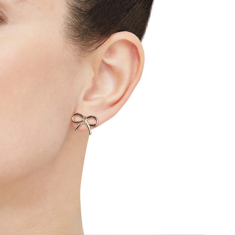 Main Image 4 of Mini Bow Stud Earrings 10K Yellow Gold