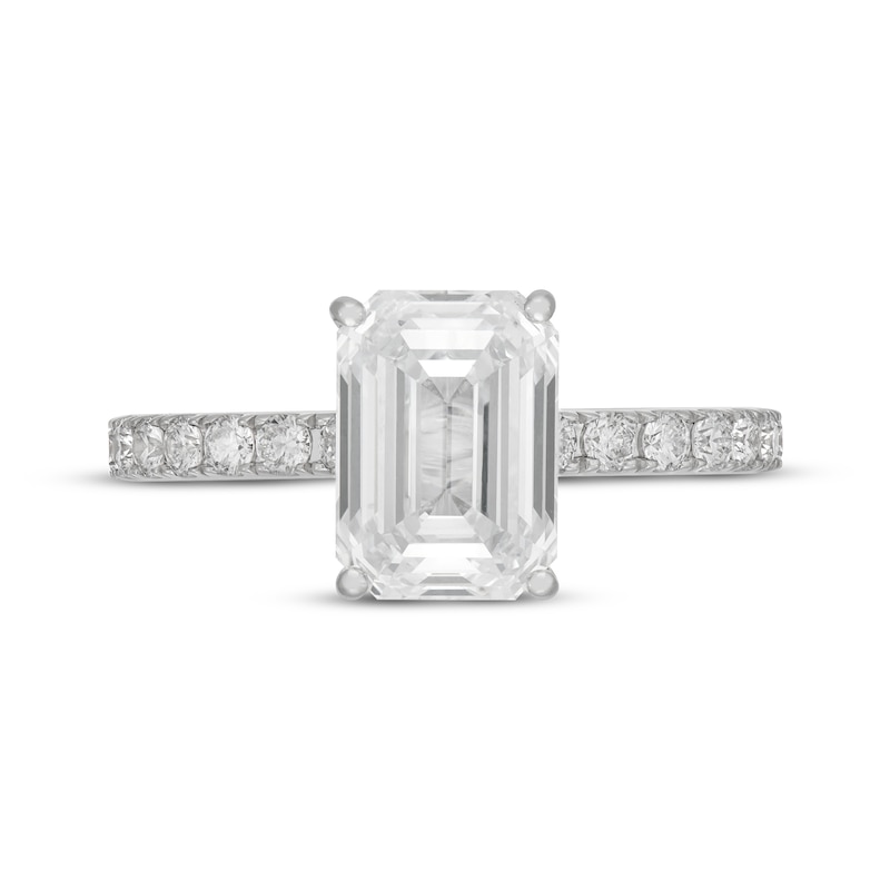 Main Image 3 of Neil Lane Artistry Emerald-Cut Lab-Grown Diamond Hidden Halo Engagement Ring 3-5/8 ct tw 14K White Gold