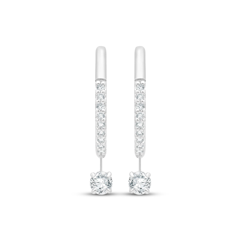 Main Image 2 of Unstoppable Love Diamond Dangle Hoop Earrings 1/4 ct tw 10K White Gold