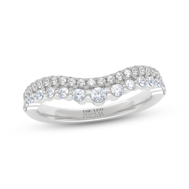 Main Image 1 of THE LEO Prisma Diamond Two-Row Contour Wedding Band 1/2 ct tw 14K White Gold