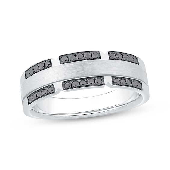 Now + Forever Men's Black Diamond Wedding Band 1/2 ct tw 10K Gold