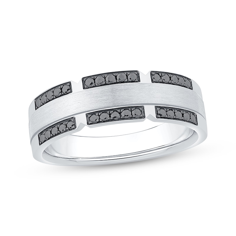Main Image 1 of Now + Forever Men's Black Diamond Wedding Band 1/2 ct tw 10K White Gold