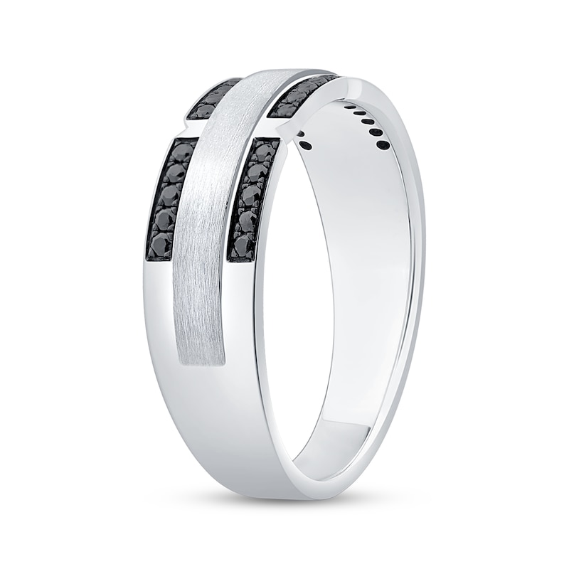 Main Image 2 of Now + Forever Men's Black Diamond Wedding Band 1/2 ct tw 10K White Gold