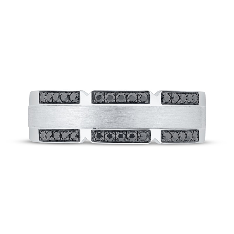 Main Image 3 of Now + Forever Men's Black Diamond Wedding Band 1/2 ct tw 10K White Gold