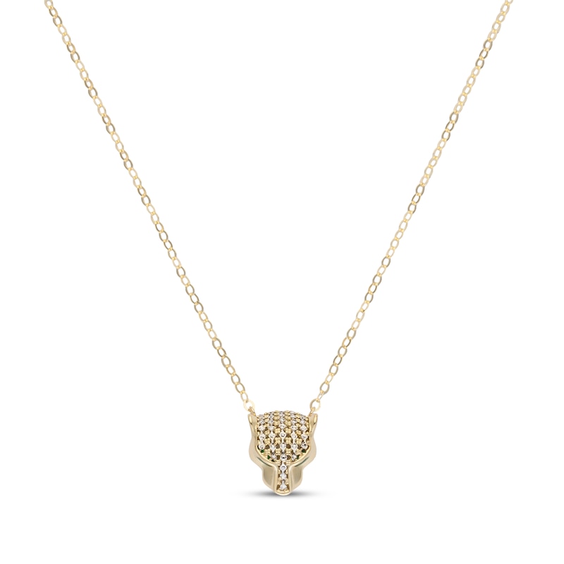 Main Image 1 of Italian Brilliance Diamond-Cut Panther Head Necklace 14K Two-Tone Gold 18"