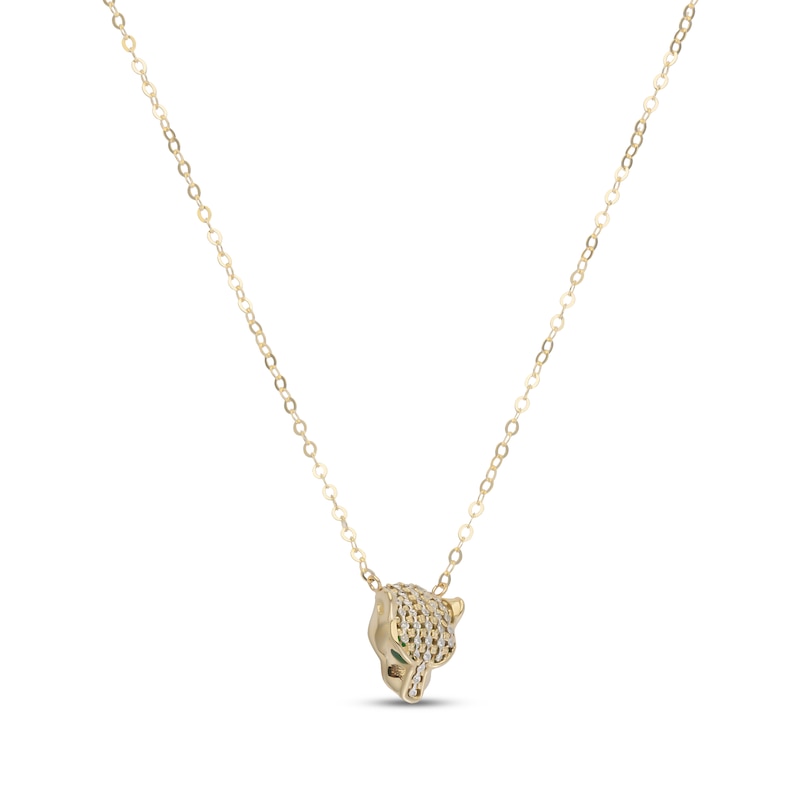 Main Image 2 of Italian Brilliance Diamond-Cut Panther Head Necklace 14K Two-Tone Gold 18"