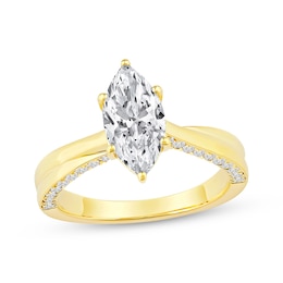 Now + Forever Lab-Grown Diamonds Marquise-Cut Solitaire Plus Engagement Ring 1-7/8 ct tw 14K Yellow Gold (F/VS2)