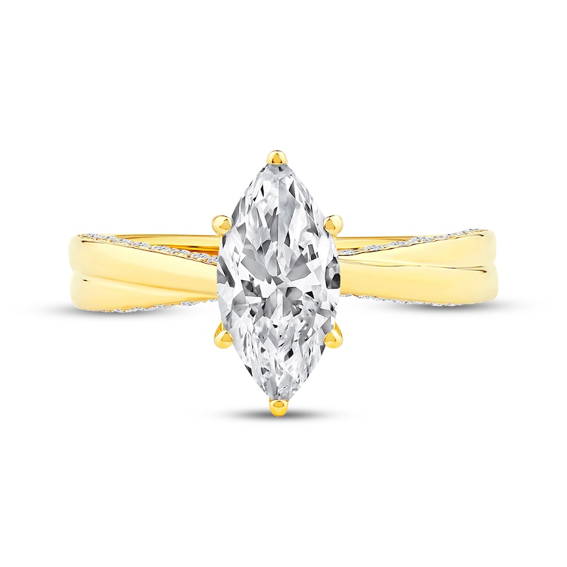 Main Image 4 of Now + Forever Lab-Grown Diamonds Marquise-Cut Solitaire Plus Engagement Ring 1-7/8 ct tw 14K Yellow Gold (F/VS2)