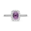 Thumbnail Image 3 of Neil Lane Emerald-Cut Purple Quartz & Diamond Halo Engagement Ring 1/2 ct tw 14K White Gold