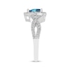 Thumbnail Image 2 of Pear-Shaped Swiss Blue Topaz & White Lab-Created Sapphire Halo Ring Sterling Silver