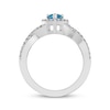 Thumbnail Image 3 of Pear-Shaped Swiss Blue Topaz & White Lab-Created Sapphire Halo Ring Sterling Silver