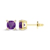 Thumbnail Image 3 of Cushion-Cut Amethyst & Diamond Accent Stud Earrings 10K Yellow Gold