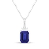Thumbnail Image 1 of Emerald-Cut Blue Lab-Created Sapphire & White Lab-Created Sapphire Necklace Sterling Silver 18"