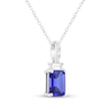 Thumbnail Image 2 of Emerald-Cut Blue Lab-Created Sapphire & White Lab-Created Sapphire Necklace Sterling Silver 18"