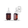 Thumbnail Image 1 of Emerald-Cut Garnet & White Lab-Created Sapphire Dangle Earrings Sterling Silver