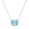 Thumbnail Image 1 of STUDIO BY KAY Emerald-Cut Swiss Blue Topaz Bezel-Set Solitaire Necklace Sterling Silver 18"