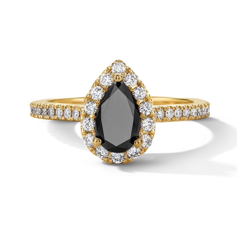 Main Image 3 of Neil Lane Pear-Shaped Black & White Diamond Engagement Ring 1-3/8 ct tw 14K Yellow Gold