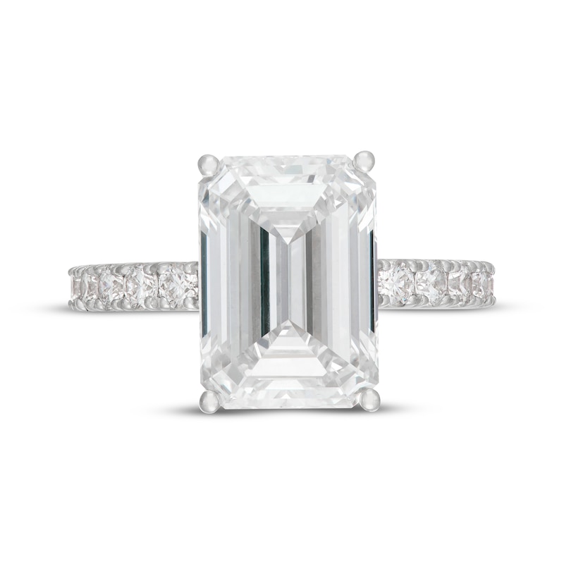 Main Image 3 of Neil Lane Artistry Emerald-Cut Lab-Grown Diamond Hidden Halo Engagement Ring 7 ct tw 14K White Gold