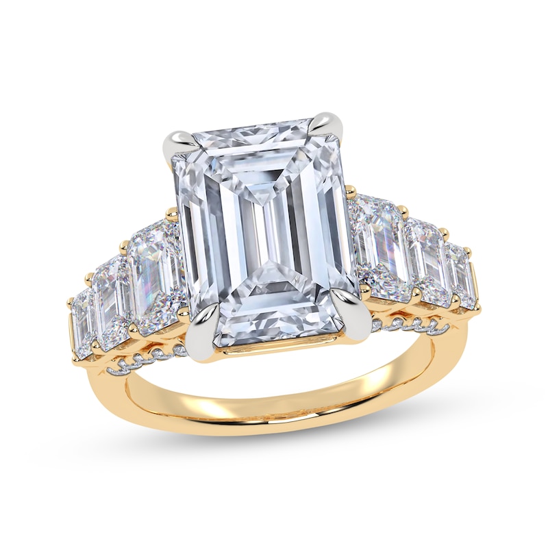 Main Image 1 of Now + Forever Lab-Grown Diamonds Emerald-Cut Seven-Stone Engagement Ring 6-3/4 ct tw 14K Yellow Gold