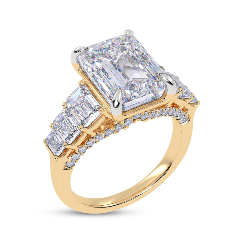 Main Image 2 of Now + Forever Lab-Grown Diamonds Emerald-Cut Seven-Stone Engagement Ring 6-3/4 ct tw 14K Yellow Gold