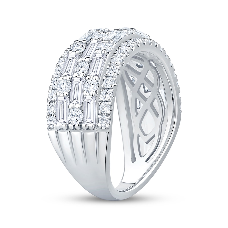 Main Image 2 of Now + Forever Lab-Grown Diamonds Round & Baguette-Cut Multi-Row Anniversary Ring 2 ct tw 14K White Gold