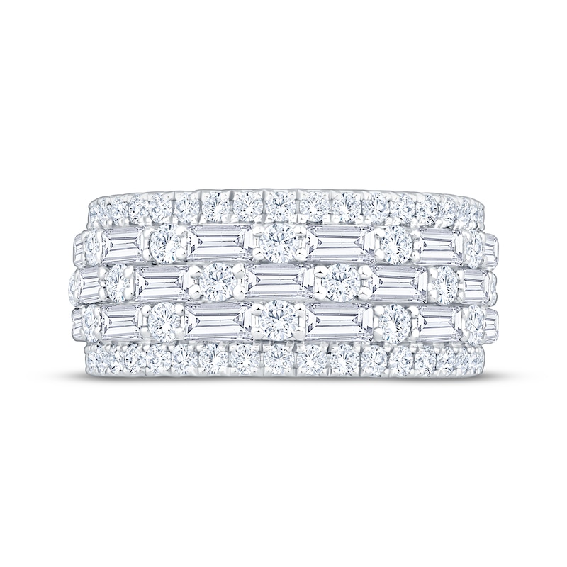 Main Image 3 of Now + Forever Lab-Grown Diamonds Round & Baguette-Cut Multi-Row Anniversary Ring 2 ct tw 14K White Gold