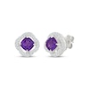 Thumbnail Image 1 of Cushion-Cut Amethyst & White Lab-Created Sapphire Swirl Halo Stud Earrings Sterling Silver
