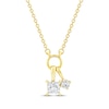 Thumbnail Image 1 of STUDIO BY KAY Princess & Round-Cut Diamond Double Charm Necklace 1/4 ct tw 24K Yellow Gold Vermeil Sterling Silver 18"