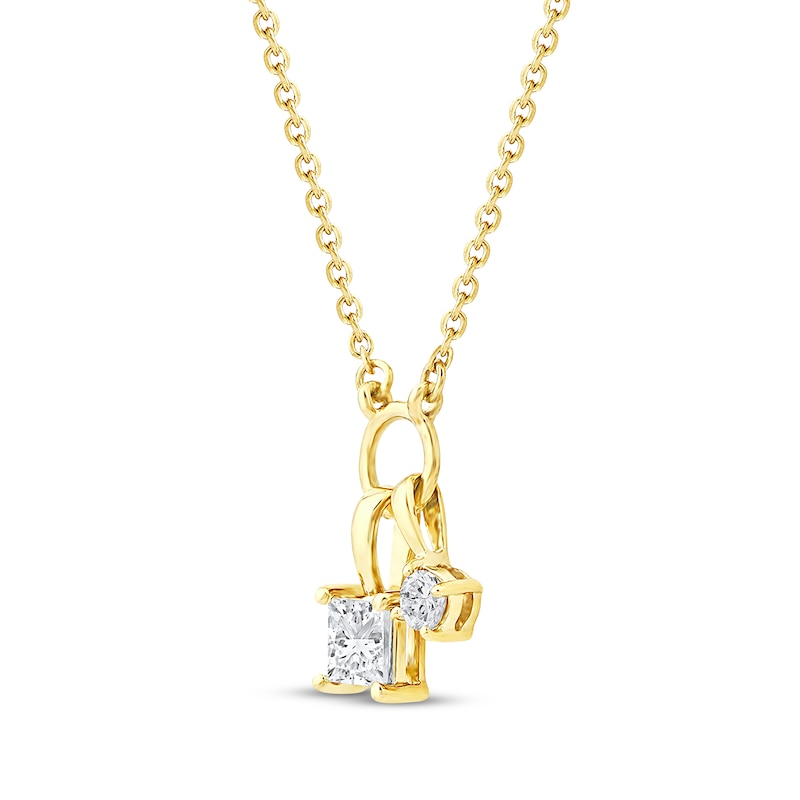 Main Image 2 of STUDIO BY KAY Princess & Round-Cut Diamond Double Charm Necklace 1/4 ct tw 24K Yellow Gold Vermeil Sterling Silver 18"