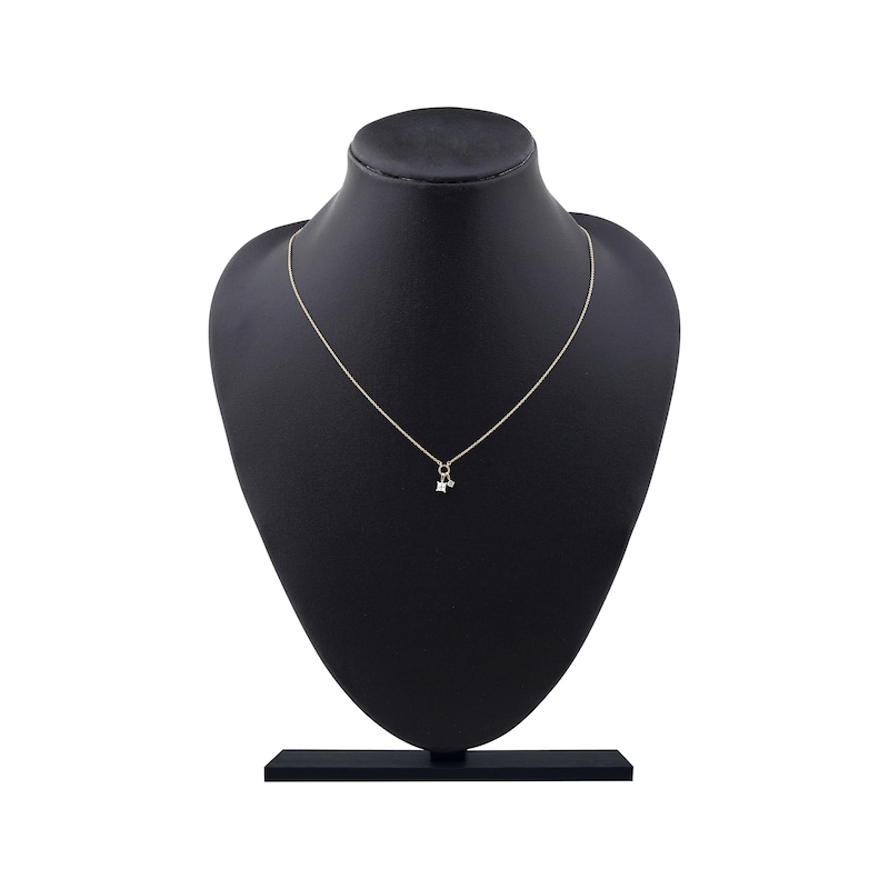 Main Image 5 of STUDIO BY KAY Princess & Round-Cut Diamond Double Charm Necklace 1/4 ct tw 24K Yellow Gold Vermeil Sterling Silver 18"