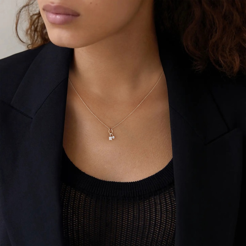 Main Image 6 of STUDIO BY KAY Princess & Round-Cut Diamond Double Charm Necklace 1/4 ct tw 24K Yellow Gold Vermeil Sterling Silver 18"