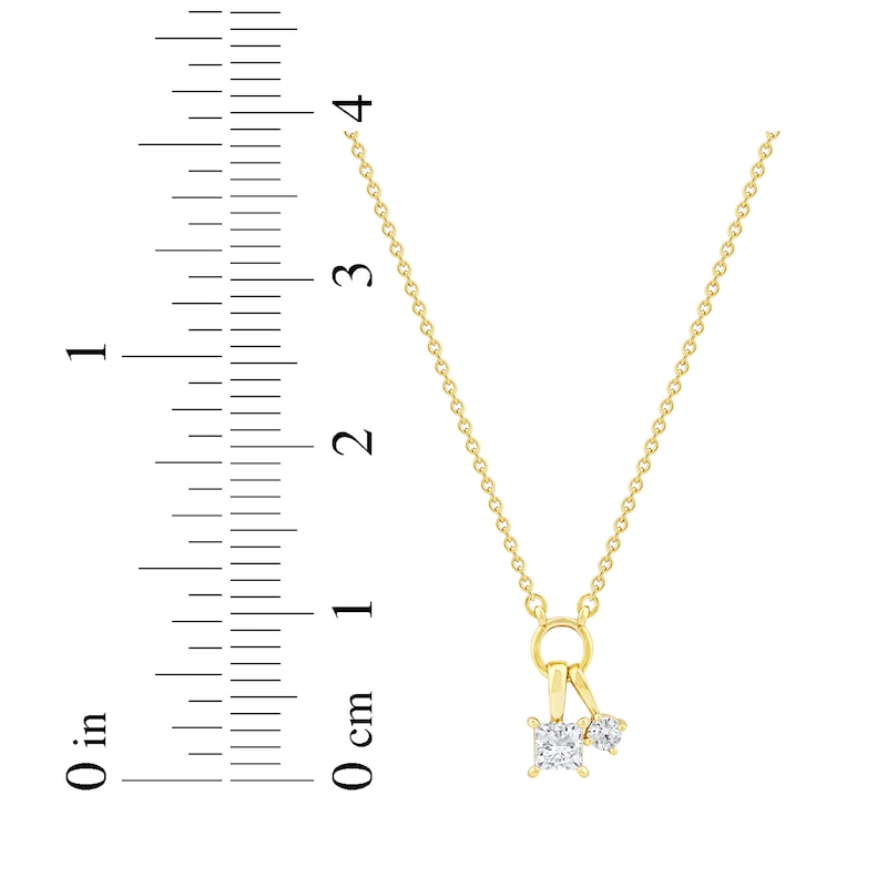 Main Image 7 of STUDIO BY KAY Princess & Round-Cut Diamond Double Charm Necklace 1/4 ct tw 24K Yellow Gold Vermeil Sterling Silver 18"