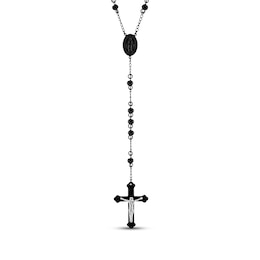 Rosary Necklace Black Ion-Plated Stainless Steel 31.5"