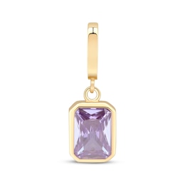 Charmed Memories Emerald-Cut Lavender Cubic Zirconia Charm 10K Yellow Gold