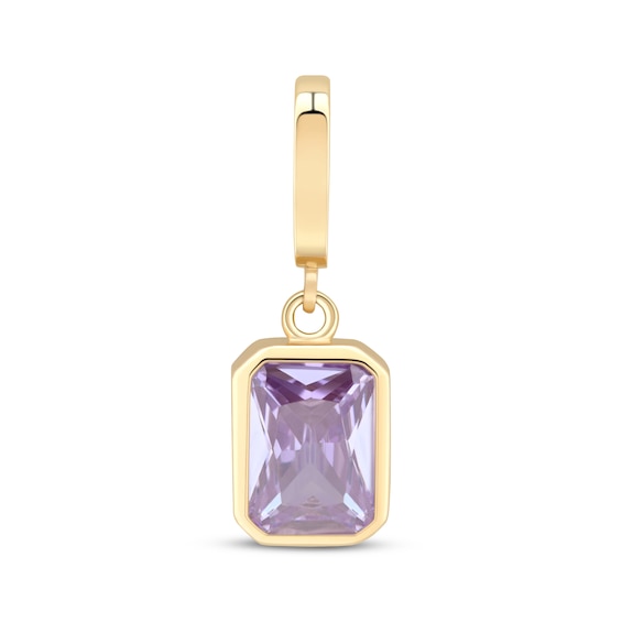 Charmed Memories Emerald-Cut Lavender Cubic Zirconia Charm 10K Yellow Gold